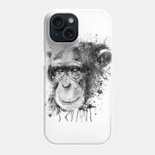 Watercolor Chimpanzee Black and White Phone Case