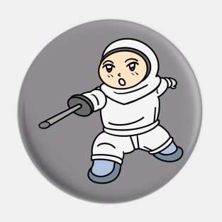 Cartoon kid fencing Pin