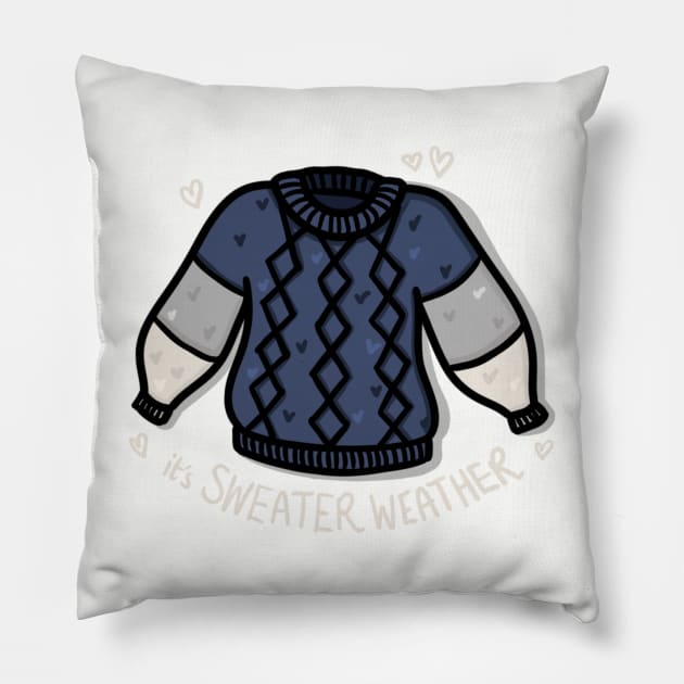 It's Sweater Weather! Cute Autumn Winter Sweater Design with Quote Pillow by AlmightyClaire