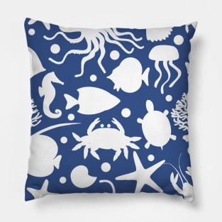 White Ocean Animal Pattern Pillow