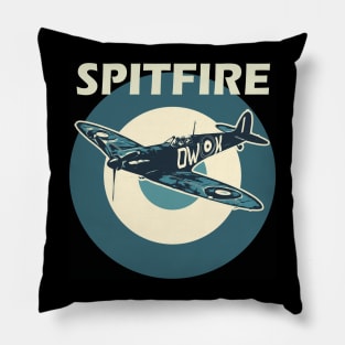 Spitfire RAF Fighter Aircraft Plane Airplane British UK Supermarine Retro vintage Pillow