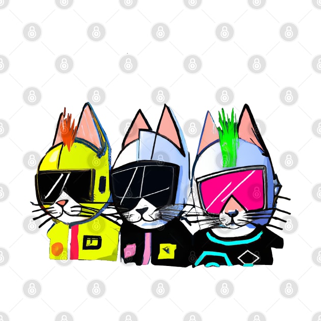 Three kittens at a Daft Punk concert by arc1