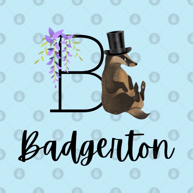 Bridgerton Funny Badger Top Hat Badgerton Purple Flower Wisteria Black by Regency Romp