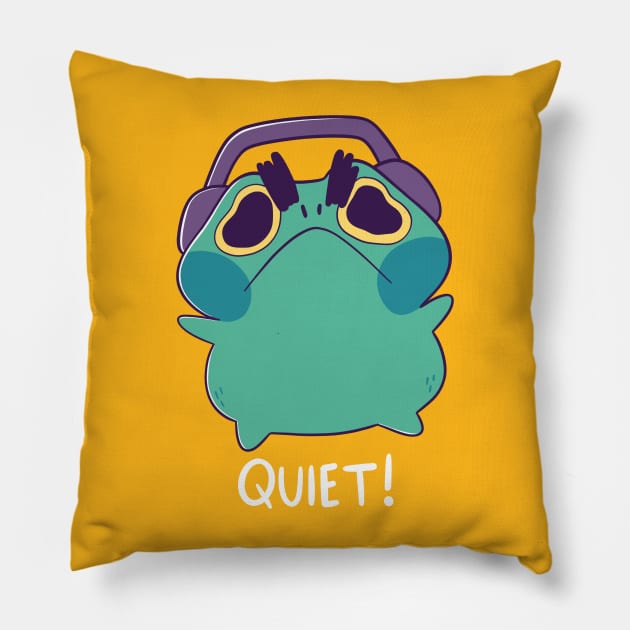 Frog says Quiet Pillow by TaylorRoss1