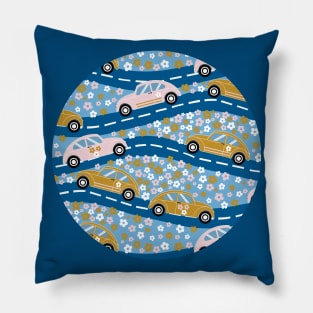 Hippy Cars In Fields Of Flowers Pillow