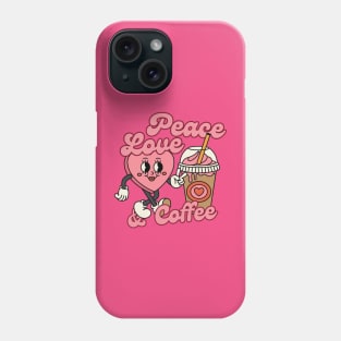 Peace Love And Coffee Cup Retro Valentine Phone Case