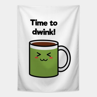 Time to Drink | Coffee | Charging | High Battery | Cute Kawaii | White Tapestry