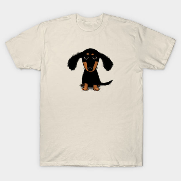 Cute Dachshund Puppy | Black And Tan Longhaired Wiener Dog - Dachshund -  T-Shirt | Teepublic