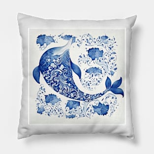 Majestic sea dolphin in navy blue II Pillow