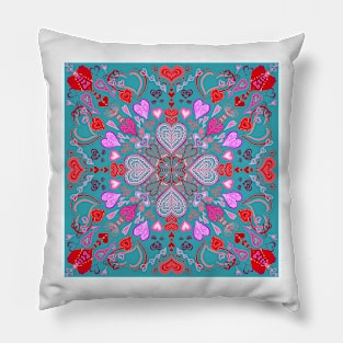 Valentines on Light Teal Pillow