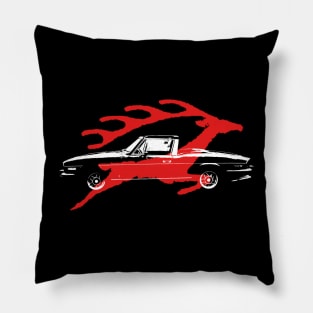 Triumph Stag classic 1970s British car side view and emblem Pillow