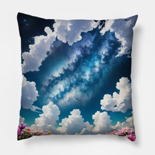 Celestial Blooms: Flowers in the Sky Pillow