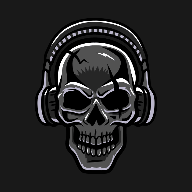 Skull And Headphones - Skull - Headphones by My Geeky Tees - T-Shirt Designs