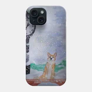 Akita waits on the train station - Watercolour Painting Phone Case