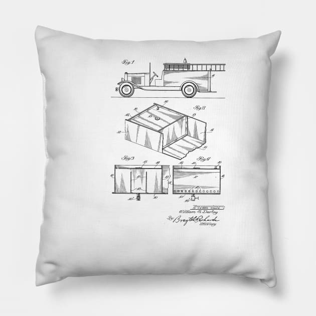 Fire Truck VINTAGE PATENT DRAWING Pillow by skstring