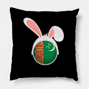 happy easter Turkmenistan bunny ears flag cute designs Pillow