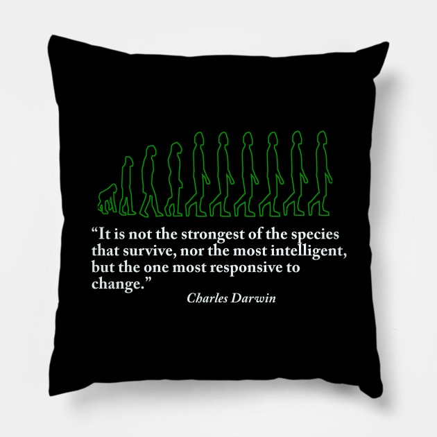 Evolution, Charles Darwin Quotes Pillow by cypryanus