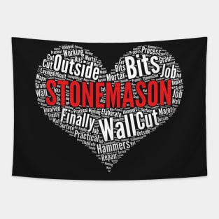 Stonemason Heart Shape Word Cloud Design print Tapestry