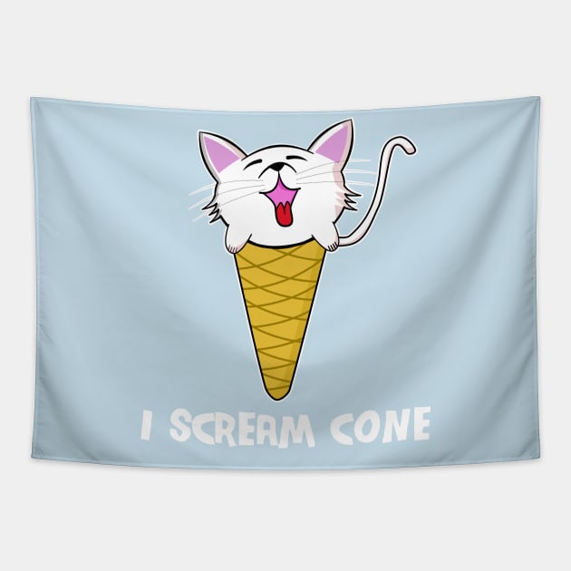 I Scream Cone Funny Cat In Ice Cream Cone Tapestry by KawaiinDoodle