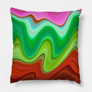 Colorful green red abstract art Pillow