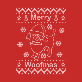 Cute Dog says Merry Woofmas on Ugly Christmas Sweaters T-Shirt