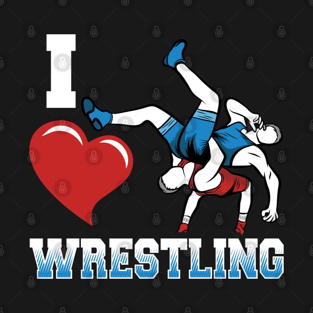 I heart wrestling - Amateur Wrestling by Gold Wings Tees