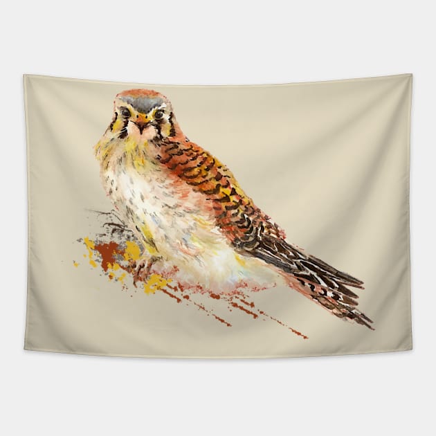 Watercolor Kestrel Wildlife Bird Nature Art Tapestry by Country Mouse Studio