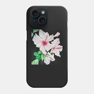 Pink hibiscus watercolour painting Phone Case