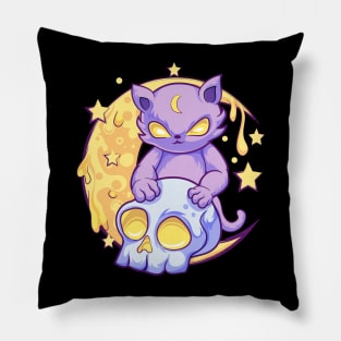 Kawaii pastel Goth Witchy Cat Pillow