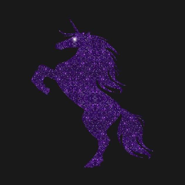 Purple Faux Glitter Magical Rearing Unicorn by Atteestude