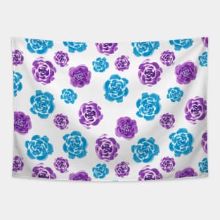 Blue and Purple Roses Pattern Tapestry