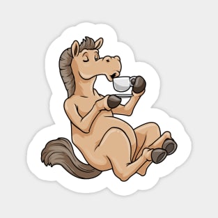 Horse with cup of coffee Magnet