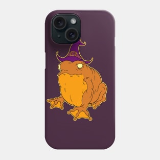 Spooky Cute Orange Halloween Frog with Witch Hat Phone Case