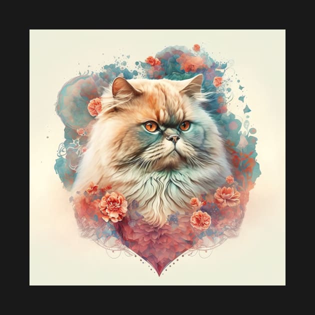 Bundle of love - Persian cat- Purr-fect valentine gift for the feline-loving pet lover by UmagineArts