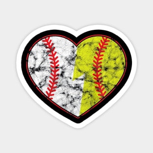 distressed Softball Baseball Heart designer Magnet