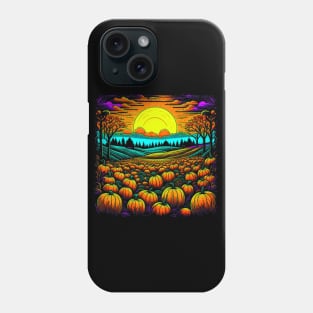 Vintage Retro Sunset Of Pumpkins in the Patch Phone Case