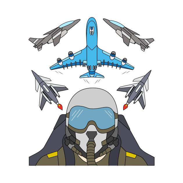 Cool Fighter Pilot Design with Jets and Airplane by samshirts