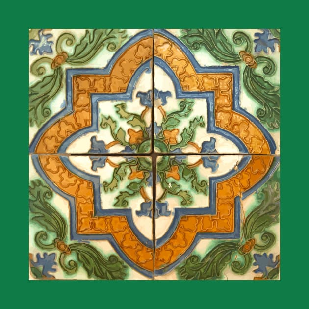 16th Century Spanish Floral Tile Pattern by bragova