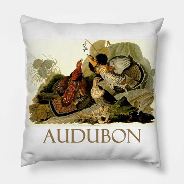 Ruffed Grouse by John James Audubon Pillow by Naves