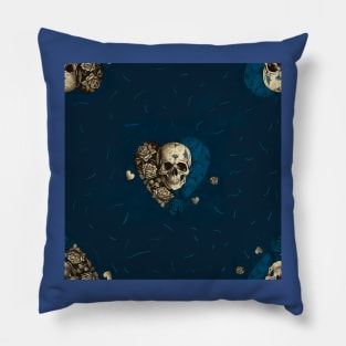 Blue Tattoo Skull Pillow