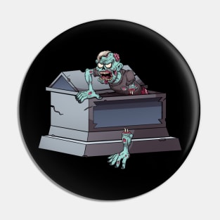 Zombie Coming Out Coffin Pin