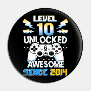 Level 10 Unlocked Video Game 10Th Birthday 10 Yr Old Boys Pin