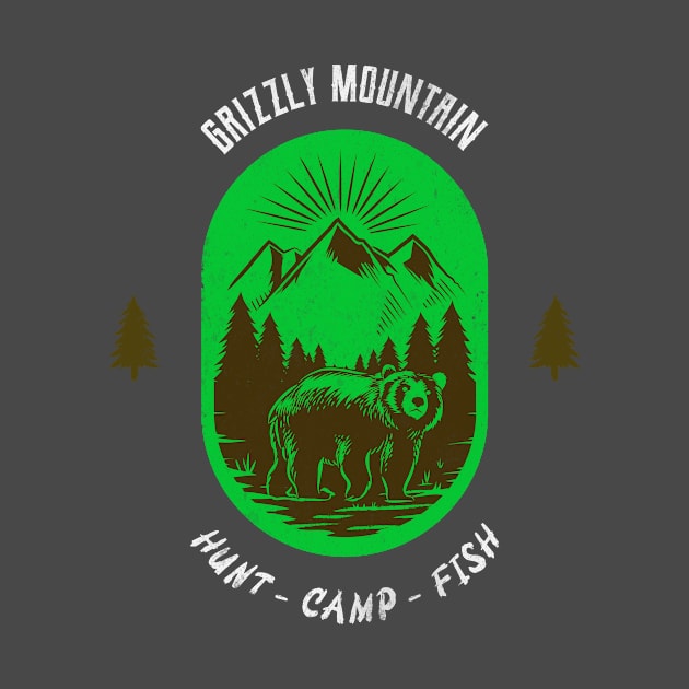 Grizzly Mountain Hunt Camp Fish - Green V2 by Tip Top Tee's