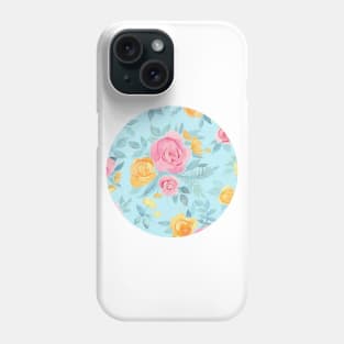 Chalk Pastel Pink & Orange Roses on Sky Blue Phone Case