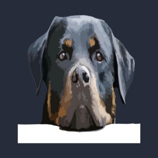 Rottweiler Peering Over A White Wall Vector T-Shirt