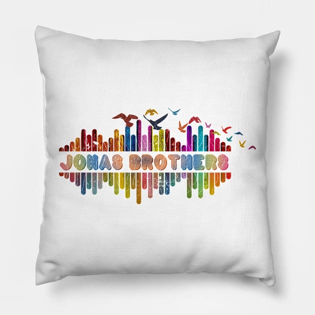 Tone Color Wave With Name-Jonas Brothers Pillow by Mysimplicity.art