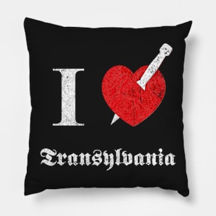 I love Transylvania (white eroded font) Pillow