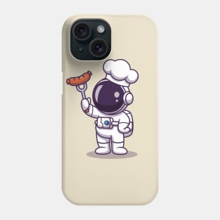 Cute Astronaut Chef With Grill Sausage Phone Case