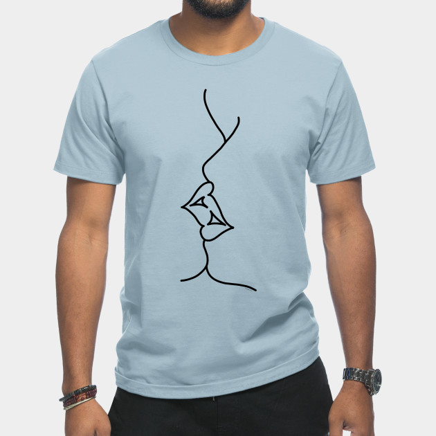 Discover Kiss Kissing Lips Modern Line Art Graphic Design - Kiss - T-Shirt