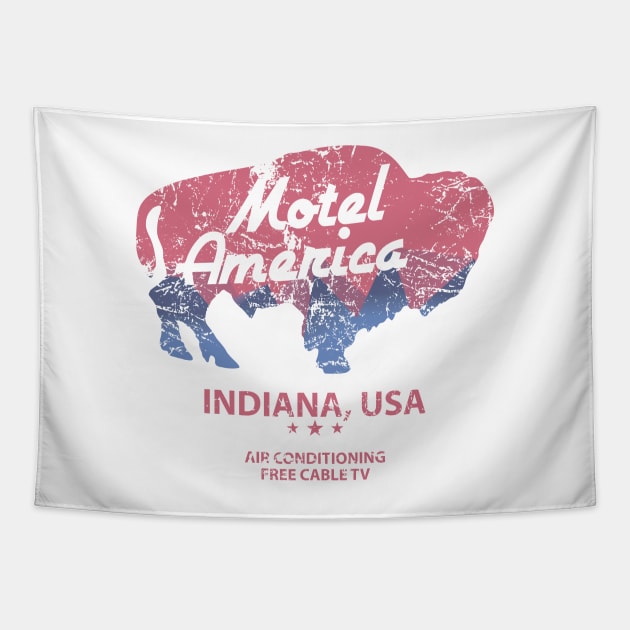 American Gods Motel America (washed out and weathered) Tapestry by GraphicGibbon